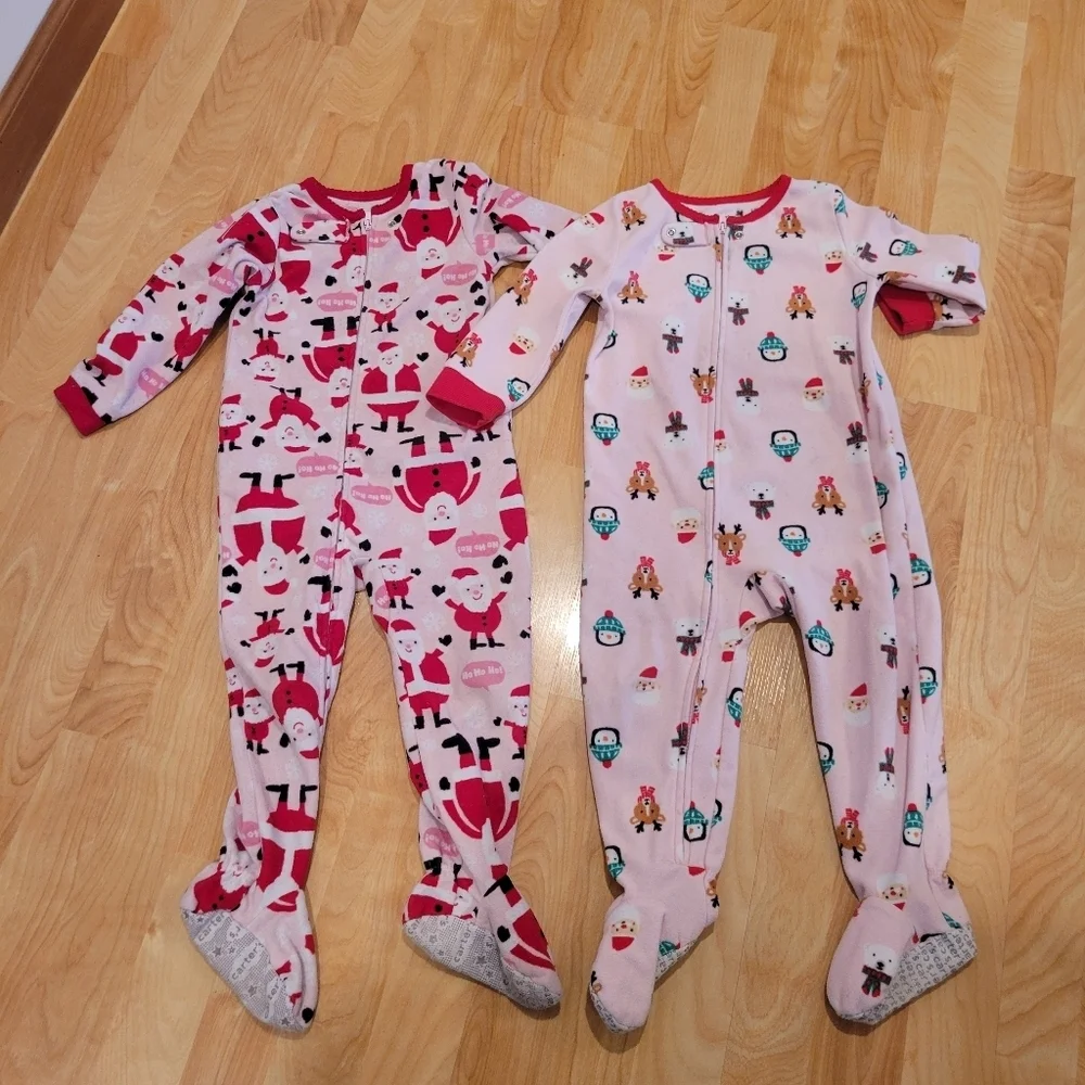 Carter's Christmas Pajamas Fleece Long Sleeve Footie Pajamas Size 24 Months